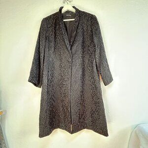 Eileen Fisher Textured Silk Shawl Collar Jacket Black One-Button Size 0
